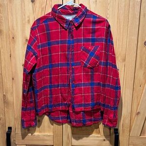Element Women's Red and Blue Checkered Button-Down Shirt